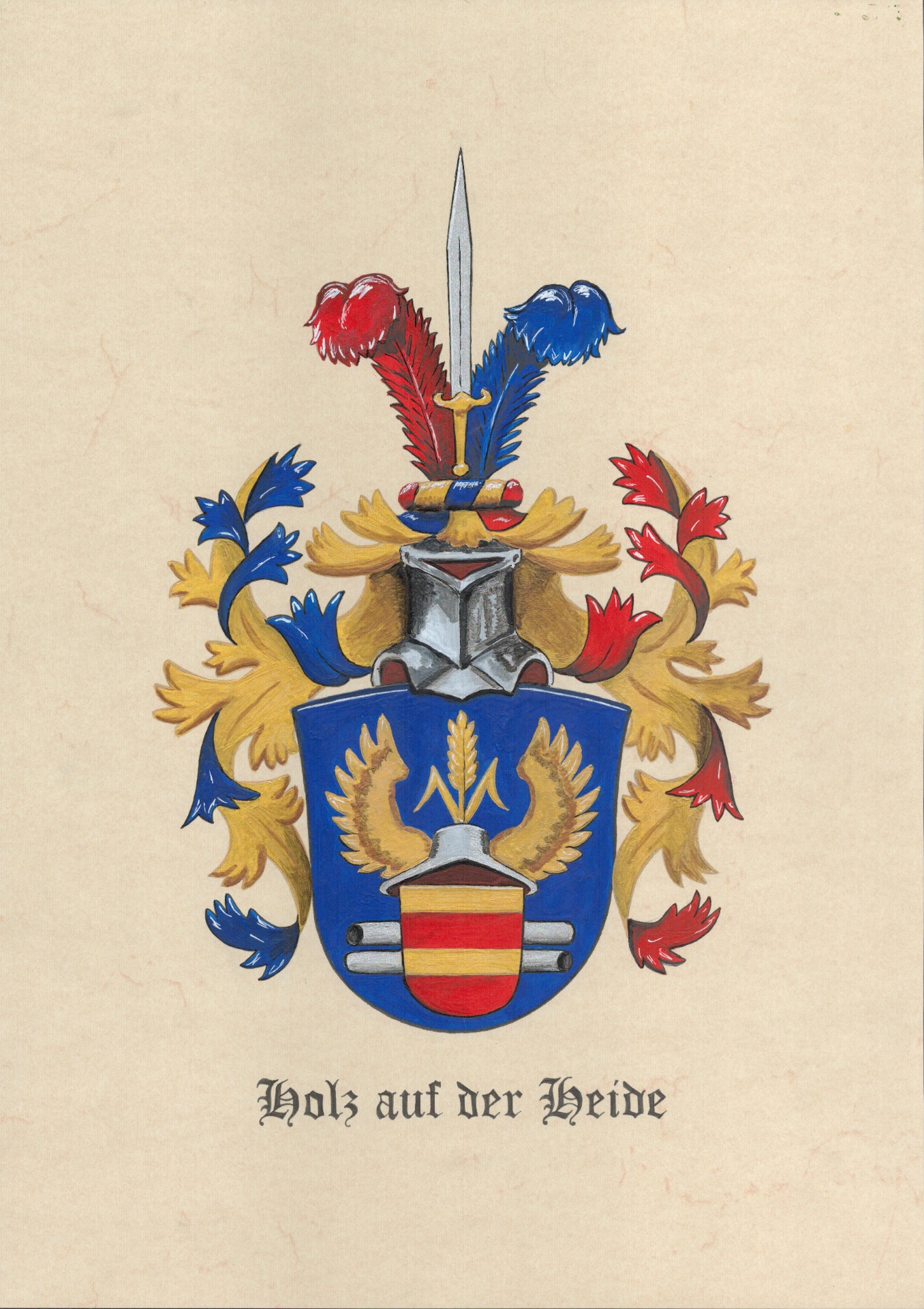 Forward-facing heraldic helmet shown from the front for modern coat of arms symmetry