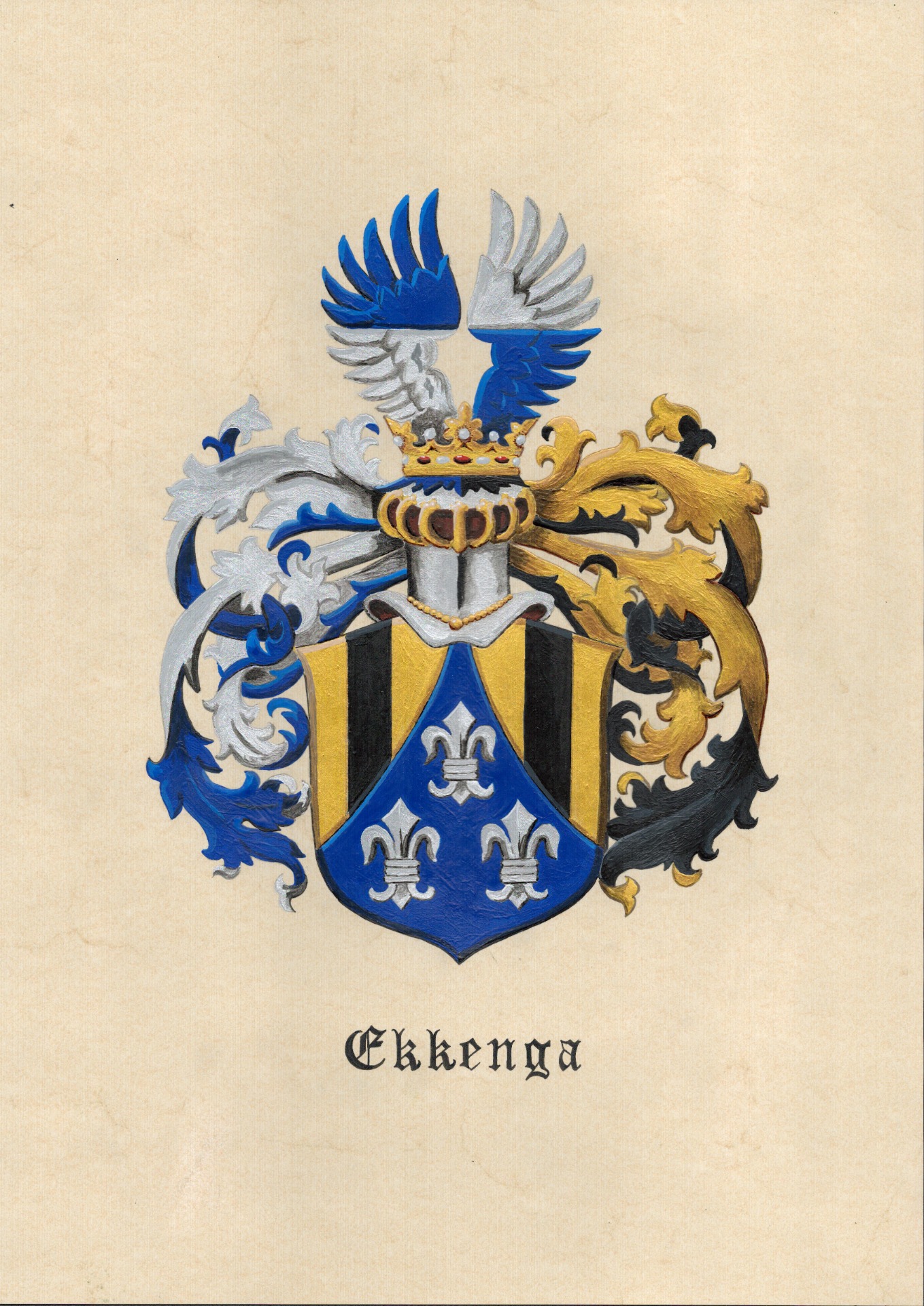 Historical heraldic helmet with a traditional coronet placed between the helm and the crest